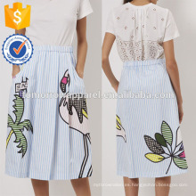 Nueva moda azul / blanco de rayas Flamingo Summer Mini falda diaria DEM / DOM fabricación al por mayor de la moda de las mujeres (TA5024S)